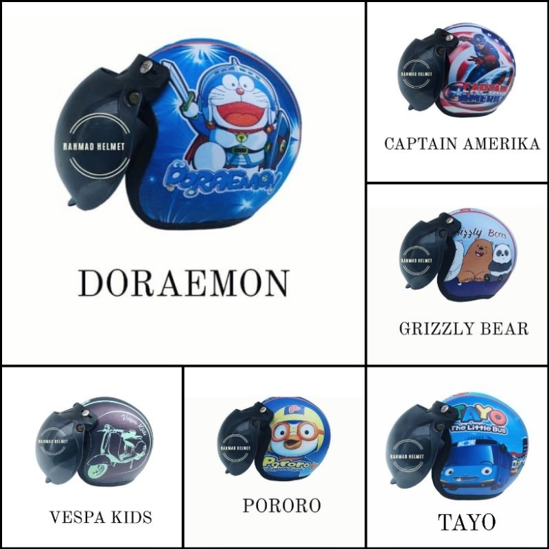 Helm Bogo Anak Retro Usia 2-6 Tahun Berbagai Macam Karakter