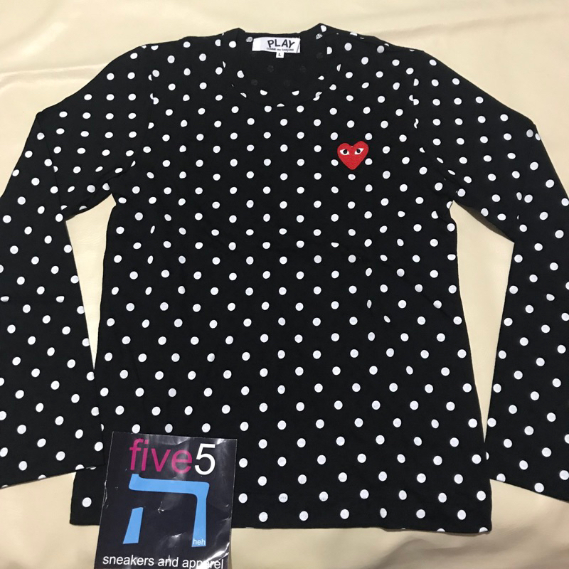 cdg play polkadot long sleeve black