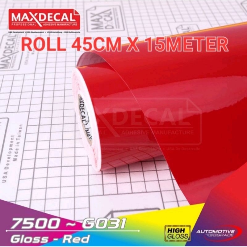 ROLL Sticker Maxdecal 7500 G031 Gloss Red 45cm × 15m ROLL