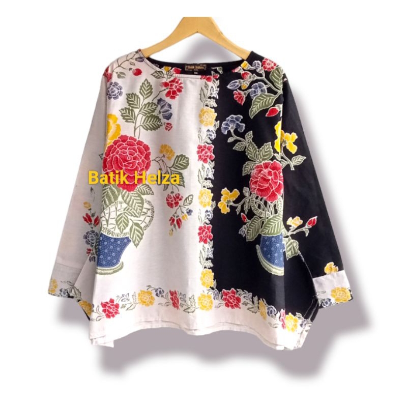 blus jumbo kelelawar bahan katun jahitan rapi lengan panjang