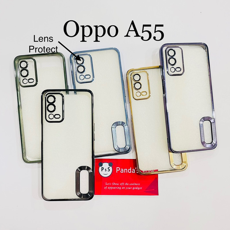 Softcase Oppo A55 Lens Protector Circle Chrome Logo Clear Case