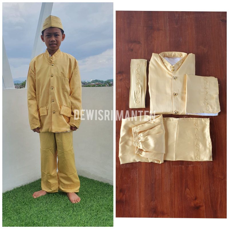 set baju basofi anak gold muda/beskap anak sunda