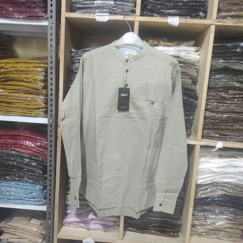 BAJU KEMEJA KOKO KEMKO PRIA LENGAN PENDEK DAN PANJANG SPESIAL SAGE GREEN