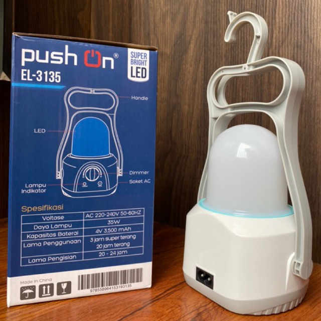 lampu emergency push on hanger daya tahan 20 jam/senter emergency/lampu unik terdapat cantolan