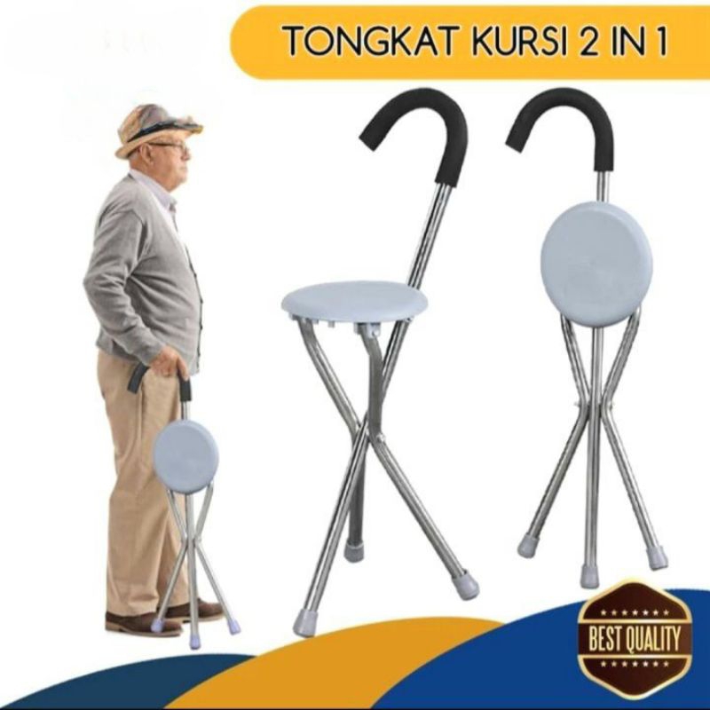 Tongkat Duduk / Tongkat Kursi Lipat Sella Tongkat Duduk Kursi Lipat Lansia