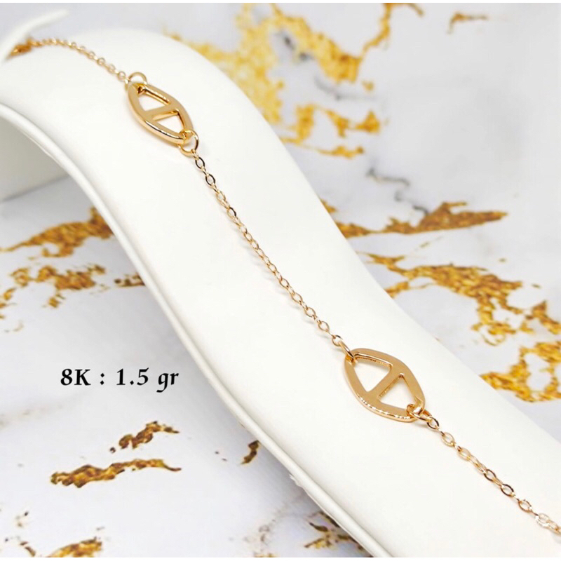 Gelang hwt wanita dewasa ringan kadar 375 panjang 17cm cocok untuk kado