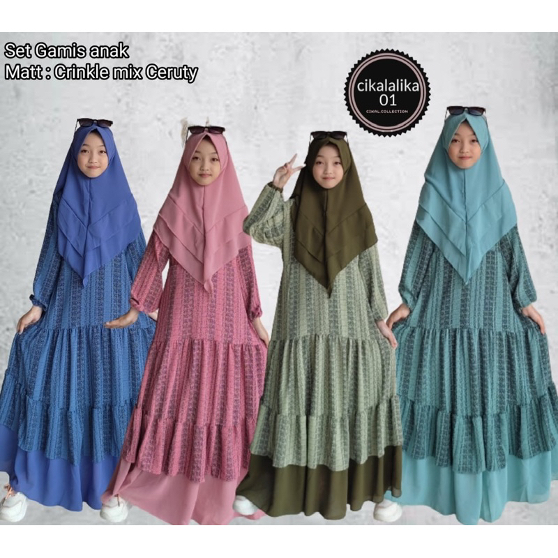 set gamis anak KRINGKEL SALUR mix ceruty armany