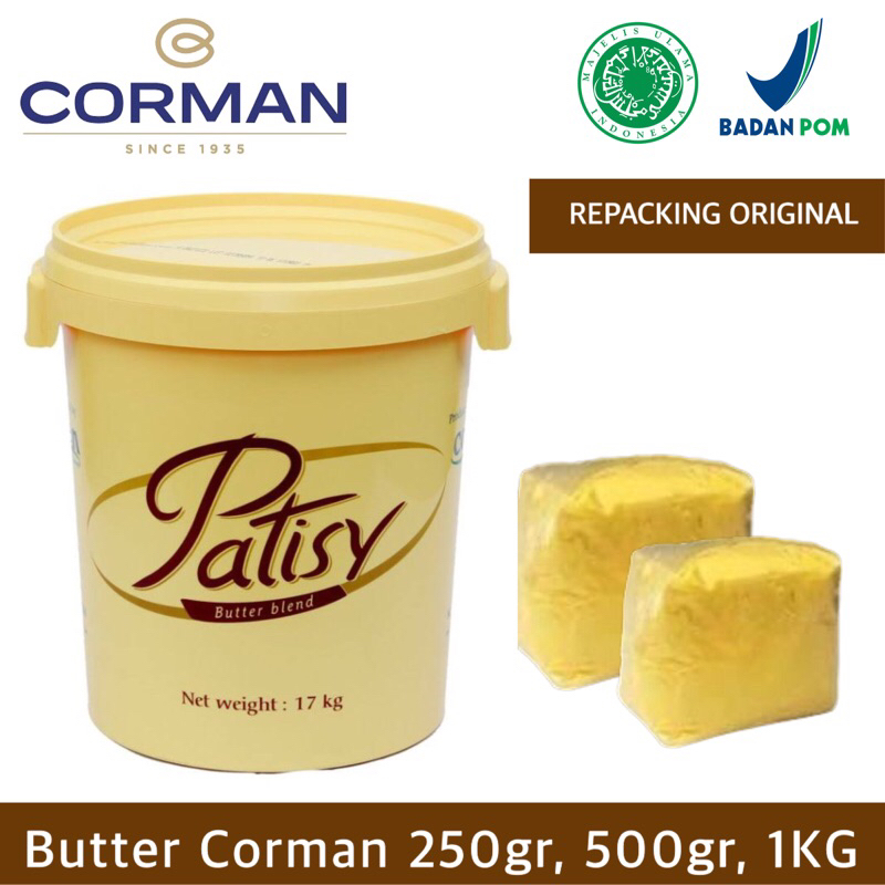 

CORMAN PATISY 250gr, 500gr, 1KG (REPACK) Unsalted Butter