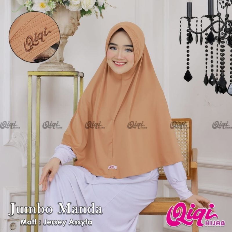 (Qiqi Hijab) JUMBO MANDA •jilbab instan•hijab instan jersey premium