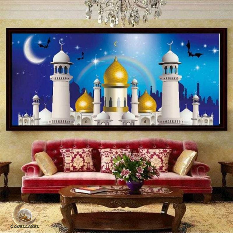 Lukisan sulam diamond 5d masjid muslim // diamond painting masjid