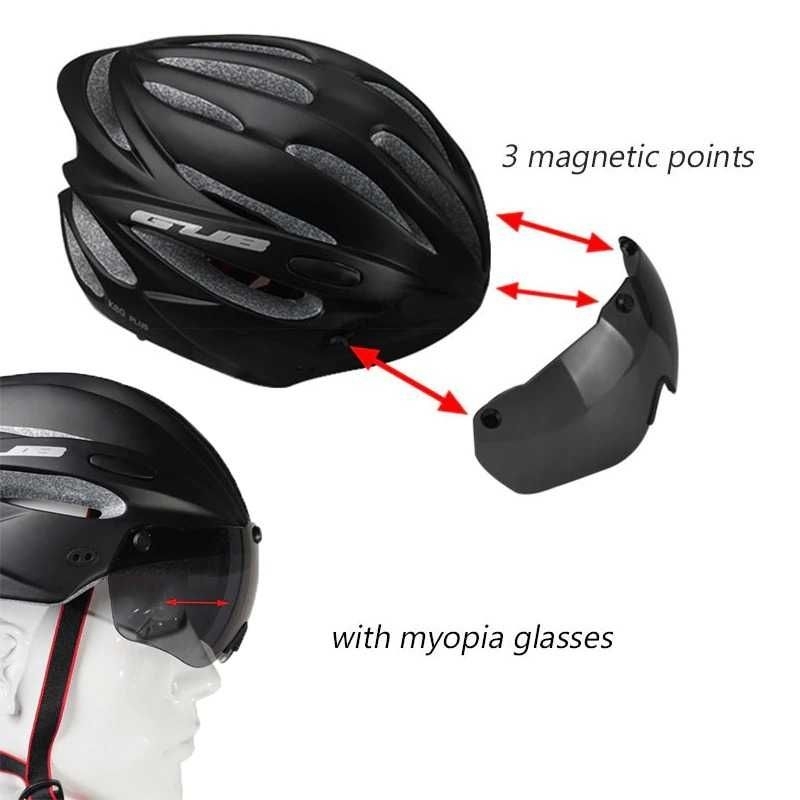 GUB Helm Sepeda Visor Aero EPS Magnetic Removable Lens - K80 Plus Hitam Black / Black Purple Ungu Gelap / Merah Red