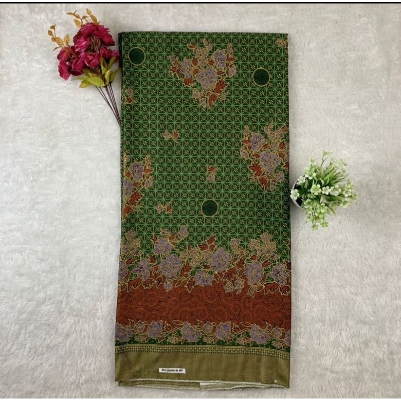 Batik Seragam Gamis Muslimat Sutra Hijau Tua (LOGO / NON LOGO) Terbaru 2022 lebar 1.15 M Bahan Sutra