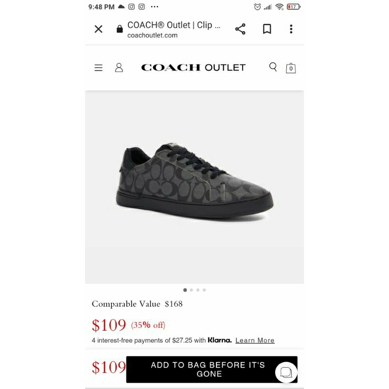 Coach Clip Low Top Signature Original + Free kaos kaki