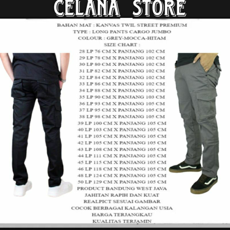 Celana Panjang Pria Big Size/Celana Panjang Pria/Celana Cargo Big Size 36-50/COD BAYAR DI TEMPAT/Celana Cargo Jumbo