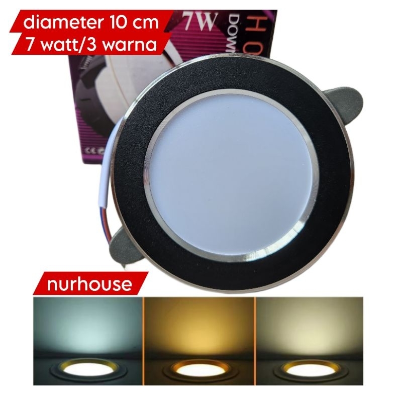 downlight 3 warna 7 watt hitam gold hitam silver