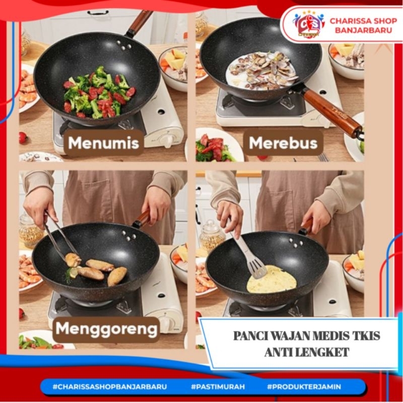 TKIS Wajan Batu Medis Wajan Anti Lengket Uk 32 Semua Kompor