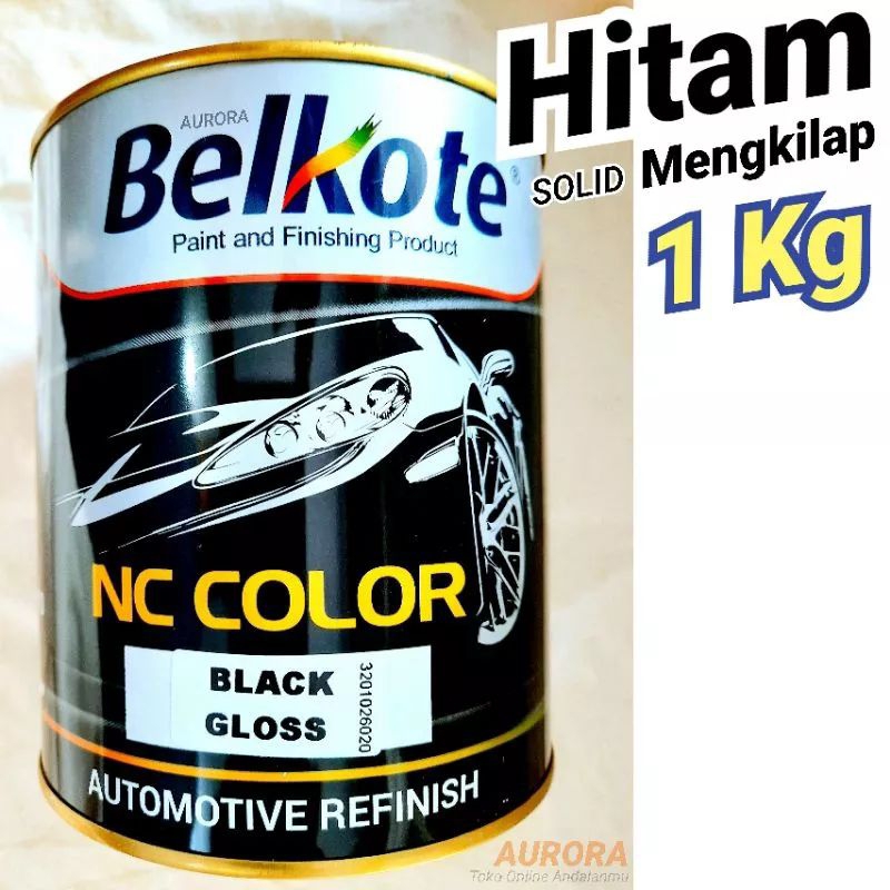 Cat Hitam Mengkilap Belkote NC Black Gloss Solid Polos Belkote 1kg