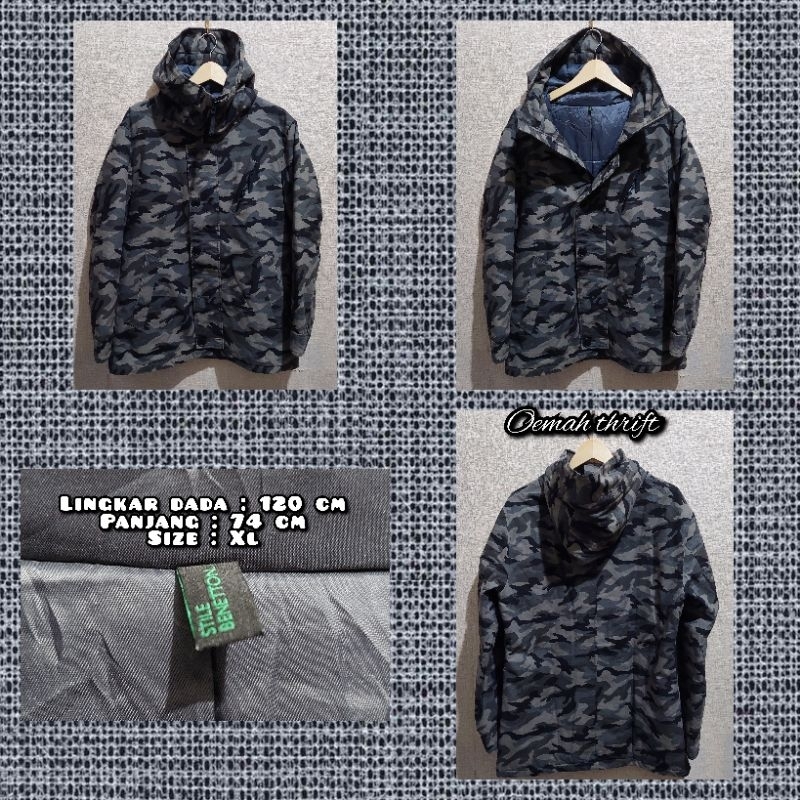 Jaket Tebal Camo Merk Benetton Second Original.