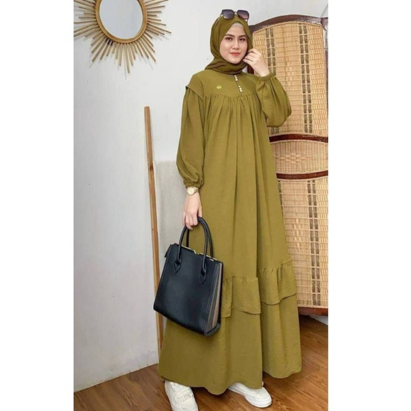 Dress Gamis Koran Viral Longdress Polos Rayon Crincel - Gamis Wanita Terbaru - Gamis Viral