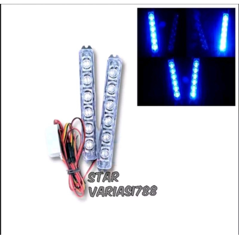 Lampu LED kolong DRL blitz 6 mata LED motor mobil