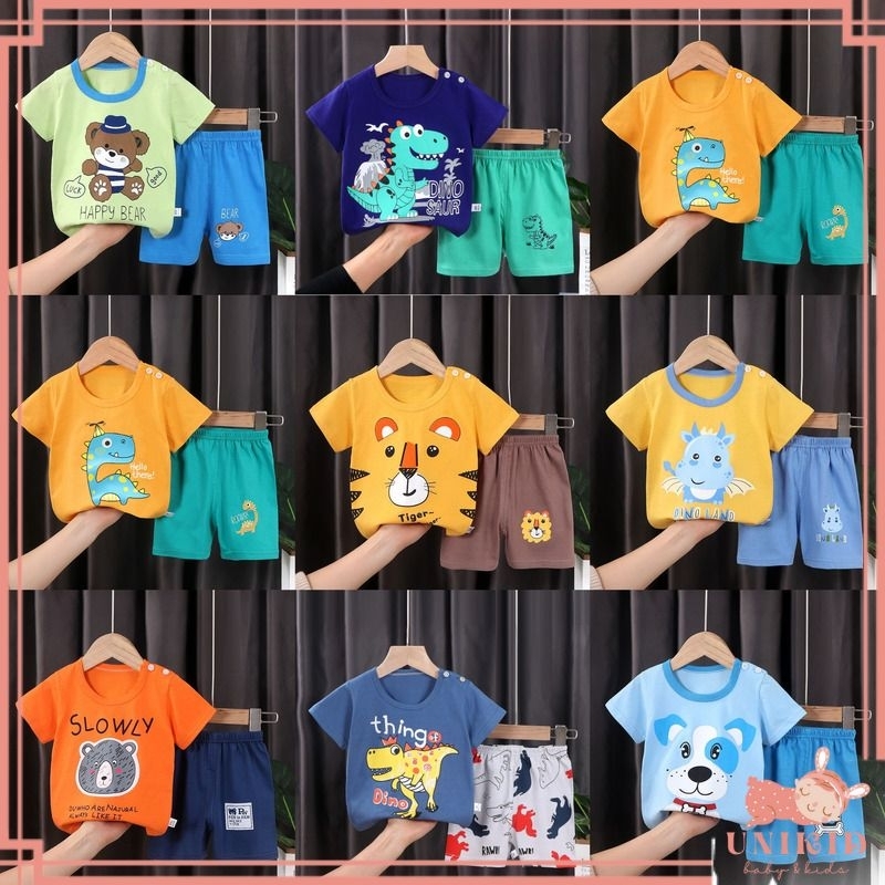 UNIKID SETELAN ANAK 0 3 TAHUN BAJU SETELAN ANAK PIYAMA TIDUR PENDEK JUMPER ANAK BAYI