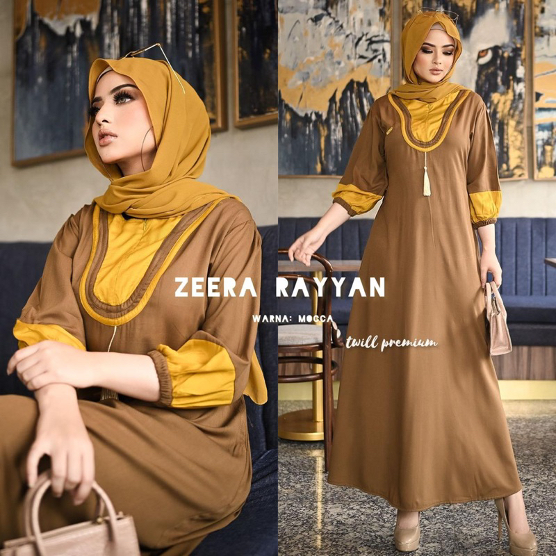 Daster Arab Zeera RAYYAN Midi Dress Busui Twill Premium Big Size