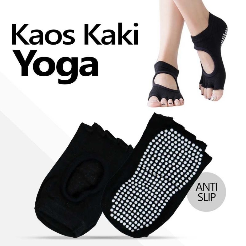 Hengju Kaos Kaki Khusus Yoga Anti Slip - N1505 Black Socks Hitam