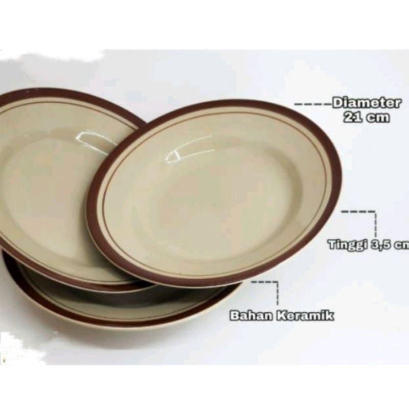 piring keramik coklat 21D Lucky Indonesia