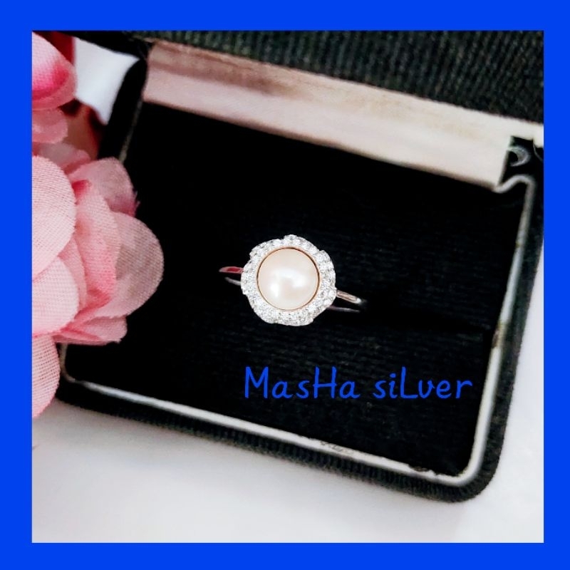 CINCIN PERAK ASLI SILVER 925 LAPIS MAS PUTIH_CINCIN MUTIARA FASHION WANITA