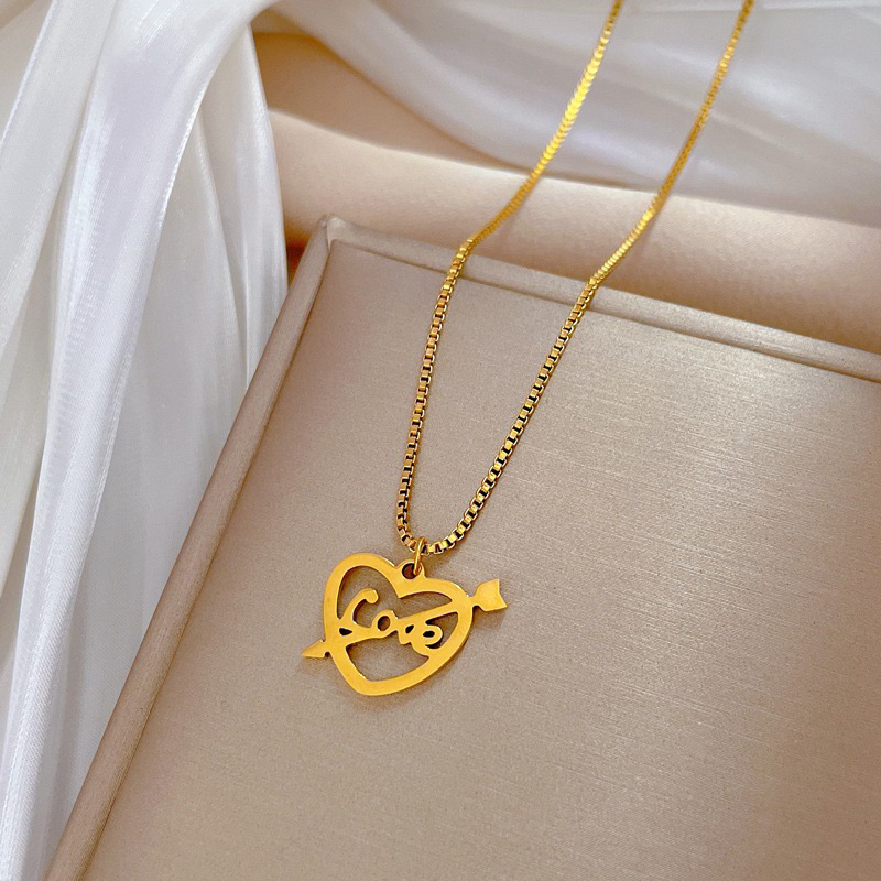 kalung cupid heart panah titanium cantik korea