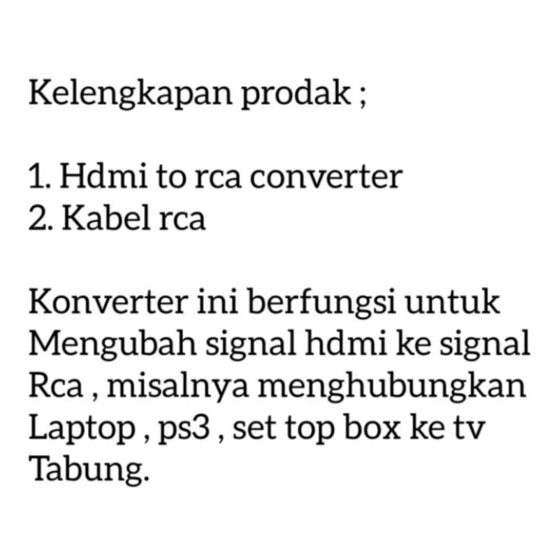 MINI HDMI2AV UNTUK TV TABUNG / CONVERTER HDMI TO AV RCA 1080P FREE KABEL RCA 3IN3 1.5 METER