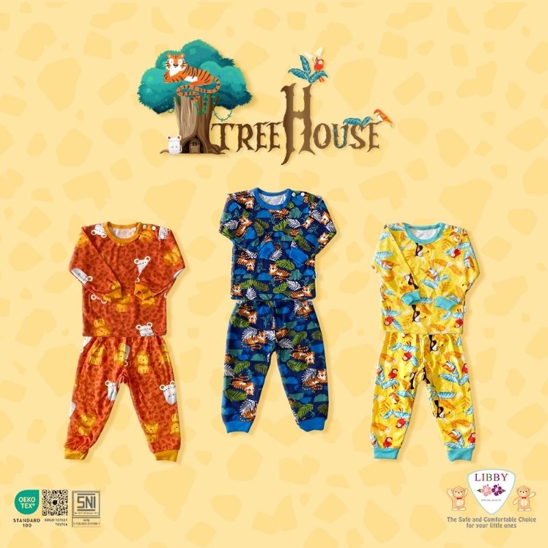 Libby BABY - BAJU Anak Laki Laki Perempuan KATUN Setelan Oblong panjang celana panjang Motif Tree Ho