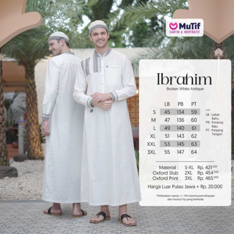 Gamis Pria Dewasa dan Anak Gamis Ikhwan Couple Ibrahim Series Mutif Broken White Antique