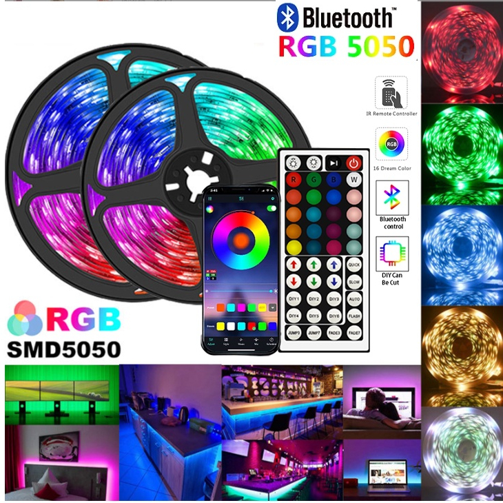 PAKET LAMPU LED STRIP 5050  2835 RGB 5M 10M 15M 20M IP44 IP33 RGB REMOTE LAMPU HIAS WARNA WARNI LAMPU KAMAR AESTHETIC