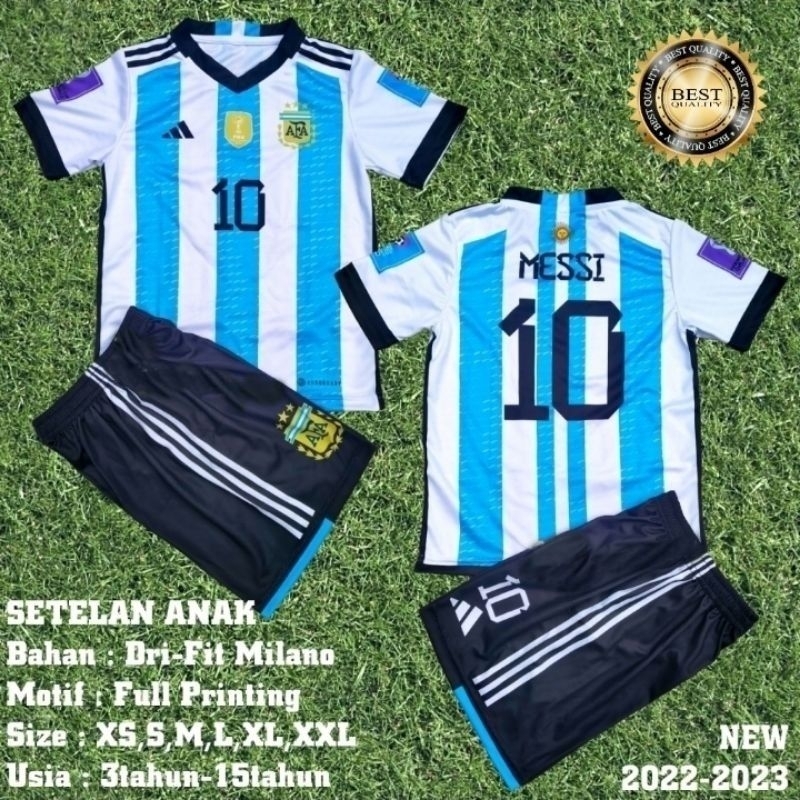 Setelan Jersey Argentina Anak/Jersey Piala Dunia Argentina/Jersey Setelan Anak Argentina