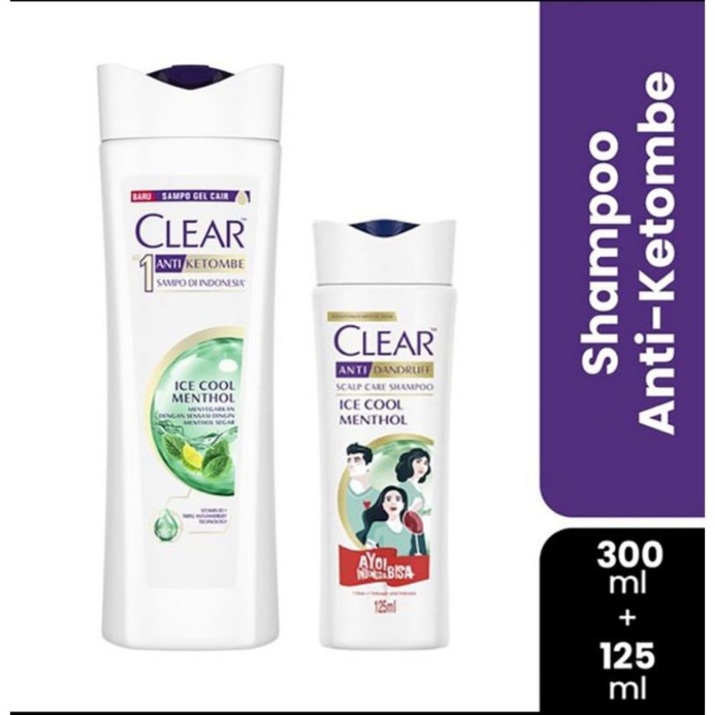 Clear ice cool menthol sampo 300ml +125ml