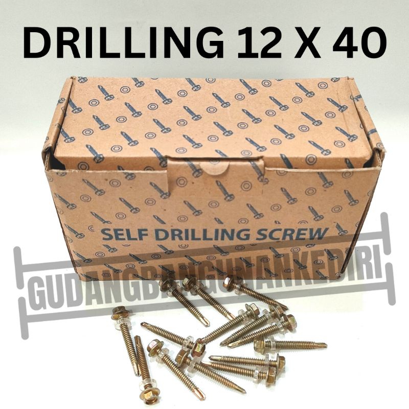 drilling 12 x 40 per pack 350pcs self drilling screw baut roofing kuning 12 x 40 drilling 12x40