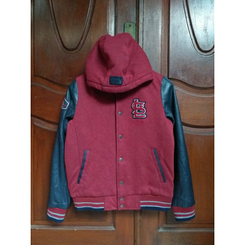 MLB varsity kulit leather Hoodie Crewneck tshirt kaos second be