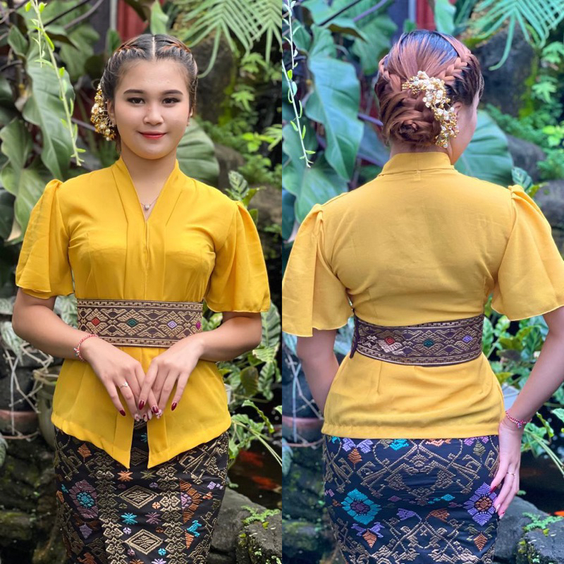 kebaya Kartini lengan rumbai kupu - kebaya polos modern