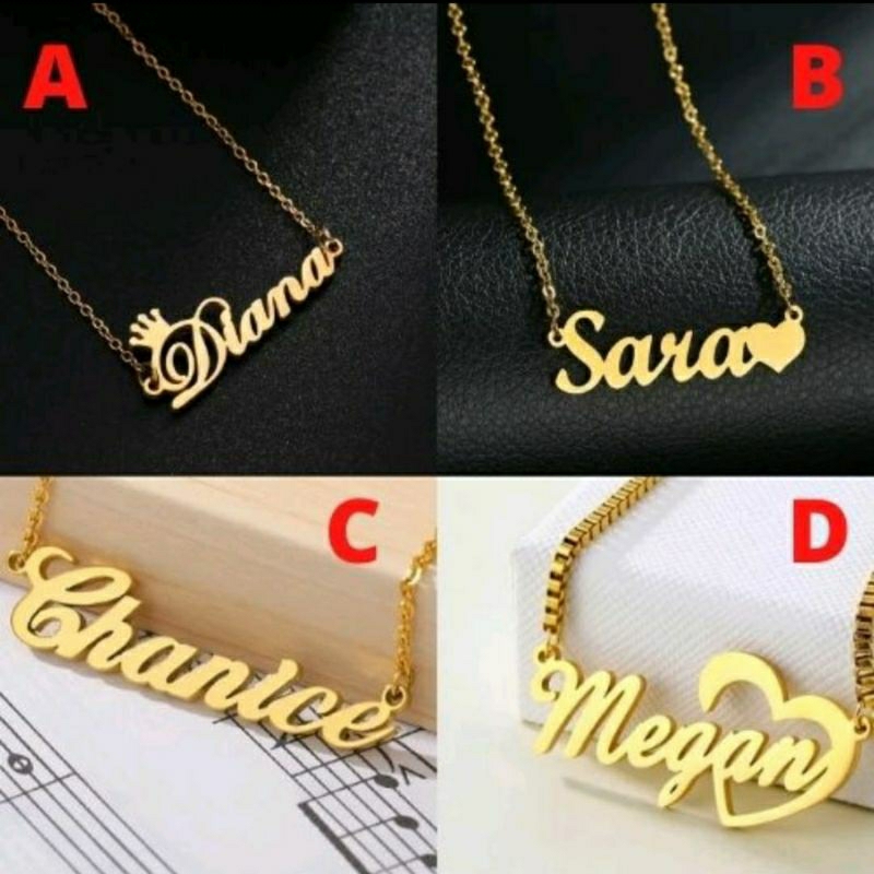 Kalung nama Kalung nama lapis emas Kalung nama custom TERLARIS