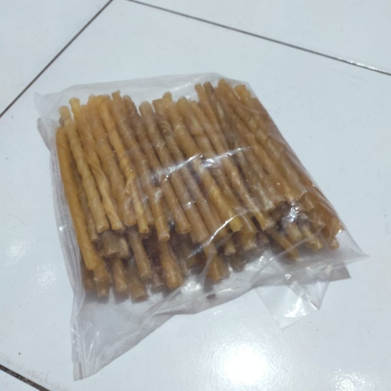 Tulang Kulit 100pcs Twist Stick 13cm Rasa Natural Cemilan Anjing