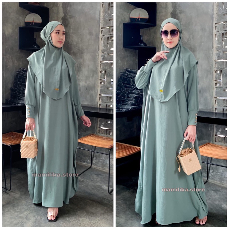 ABAYA SET KHIMAR LAUDYA CRINKEL AIRFLOW