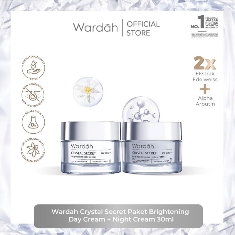 Wardah Paket Crystal Secret Day+Night cream 30gr/untuk Flek hitam
