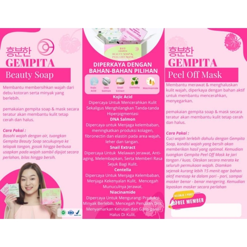 Gempita  Beauty soap &amp; Gempita peel off mask original 100% pembelian min 2 pcs free kuas masker