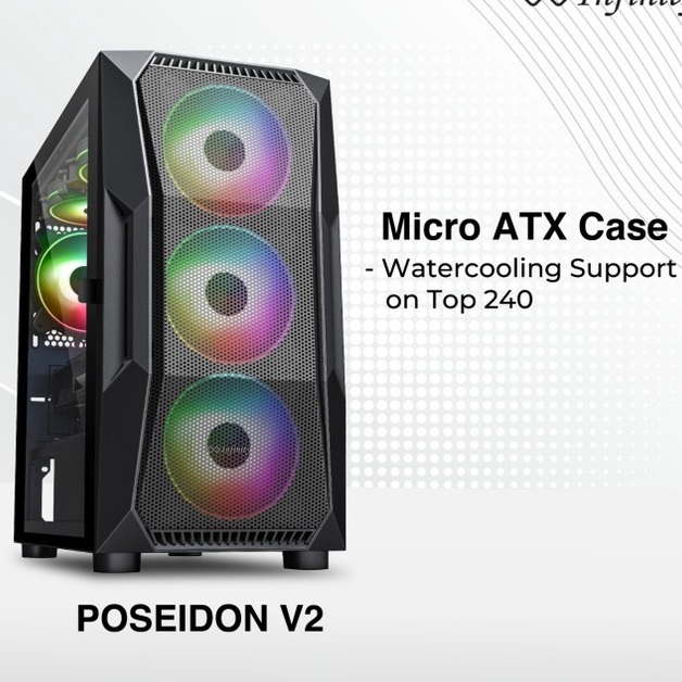 Casing Komputer Infinity Poseidon V2 Mid Tower M-ATX Door Case PC