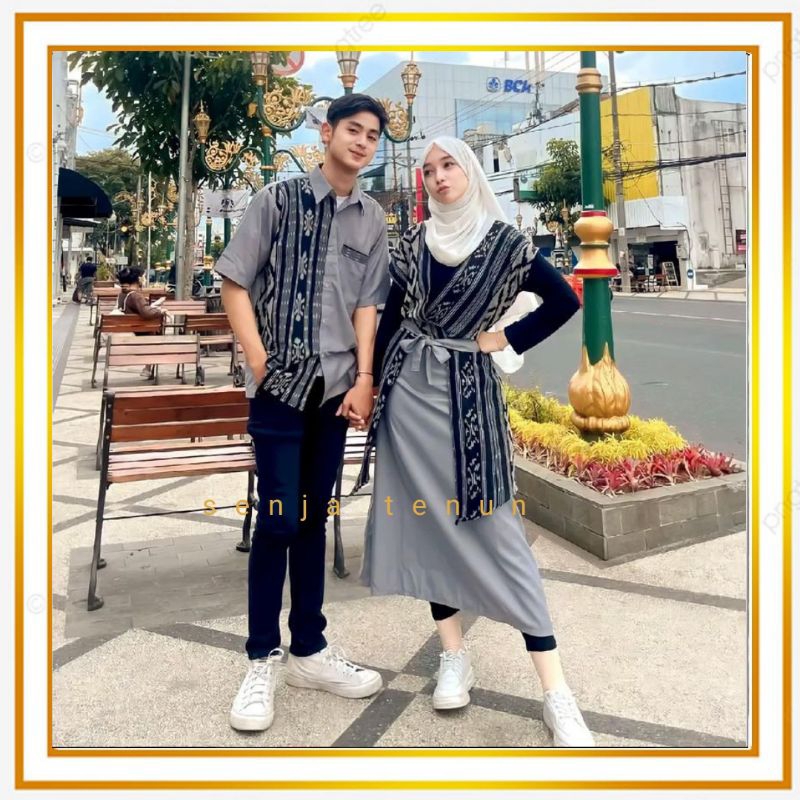 Dress tenun couple naomi mididress/set couple baju tenun kombinasi toyobo halusan