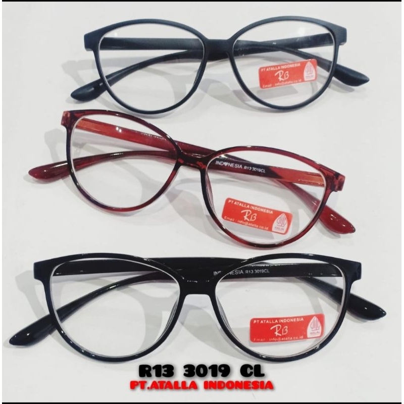 Kacamata Cewek Fashion Model Cat Eye Frame Plastik  R13 3019CL