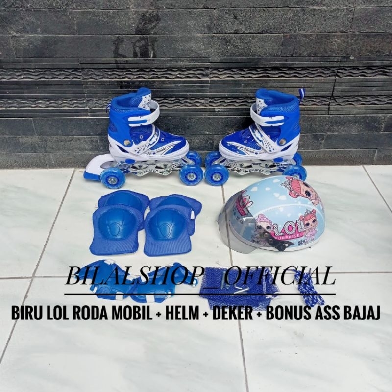 SEPATU RODA ANAK DAN DEWASA FULLSET HELM DEKER MODEL MOBIL BAJAJ DAN SEJAJAR BONUS ASS BAJAJ