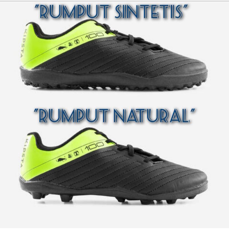 Sepatu Sepakbola Anak Rumput Natural & Sintetis - Black/Yellow