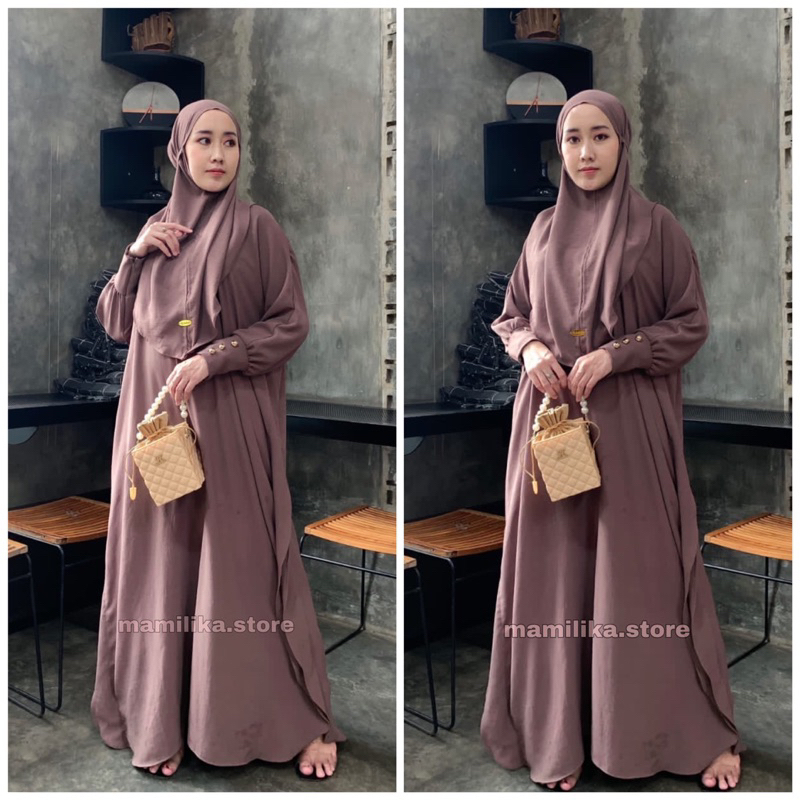 ABAYA SET KHIMAR LAUDYA CRINKEL AIRFLOW